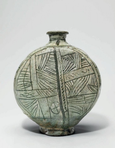 Buncheong Corée Joseon Dynasty, (15th-16th century) Flasque Lune  .jpg