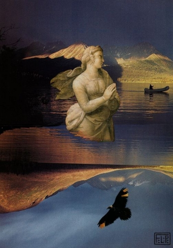 Philippe Naudet Celle qui priait dans le lac, collage papier, juillet 2021..jpg