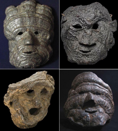 masques formés à partir de grands champignons Lingzhi (Ganoderma Lucidum) Népal_n.jpg