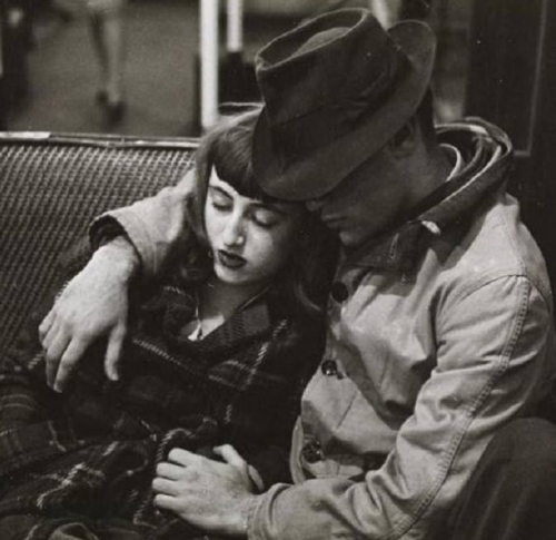 Couple on a subway, New York City, 1946. Photo by Stanley Kubrick.jpg