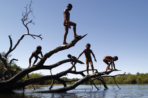 ueslei marcelino yawalapiti enfants dans la rivière Xingu Brési0.jpg