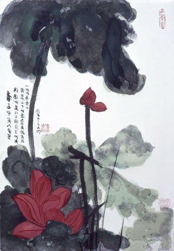Chang Dai Chien cinnabar lotus 1974-75.jpg