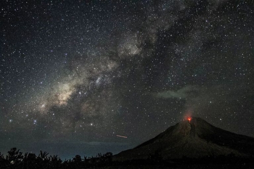 Sinabung Volcano erupts under the Milky Way in Karo, Indonesia August 2, 2017.jpg