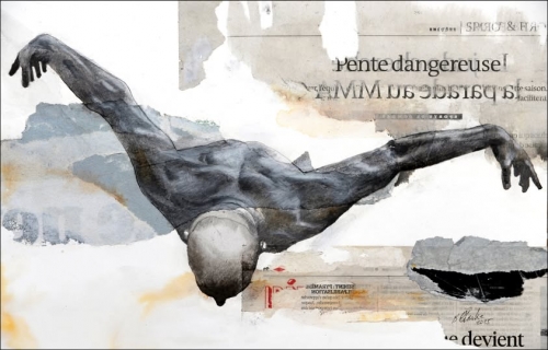 Bruce Clark Pente dangereuse Crayon et collage sur papier, 2025_n.jpg