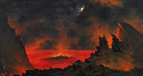 Jules-tavernier-the-volcano-at-night-Kileaua 1885-89.jpg