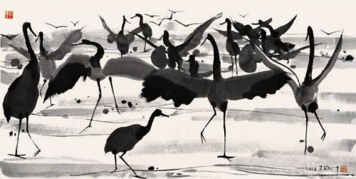 Wu Guanzhong (1919-2010) Cranes in Dance.jpg