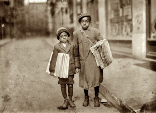 Lewis W Hine Newark, New Jersey. December 1912. Eldridge Bernard, 11 years old. Buster Smith, 6 years old..jpg