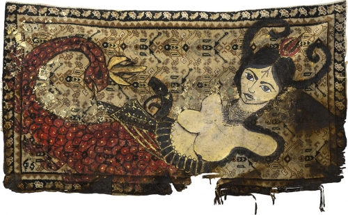 Zehra Doğan. Beyond -Shahmeran-2020.-On-carpet-acrylic-gold-paper.jpg