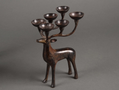 Bougeoir à forme de cerf en bronze, XXe siècle .jpg